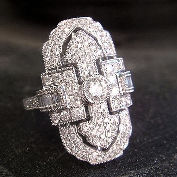 Geometric Sterling Silver Ring - Picture 1 of 5